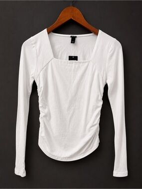 Wild Fable White Ruched Long Sleeve Top – Size Small (NWT)